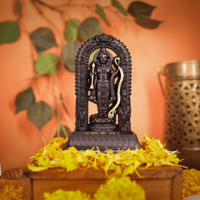 Shree Ram Lalla Car Dashboard Murti 5.5 inch (Black/Gold)